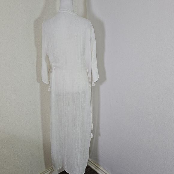 Robin Piccone Michelle Mandarin Collar Cover-Up Caftan Sz S Gauzy, Beach,Casual - Picture 8 of 16